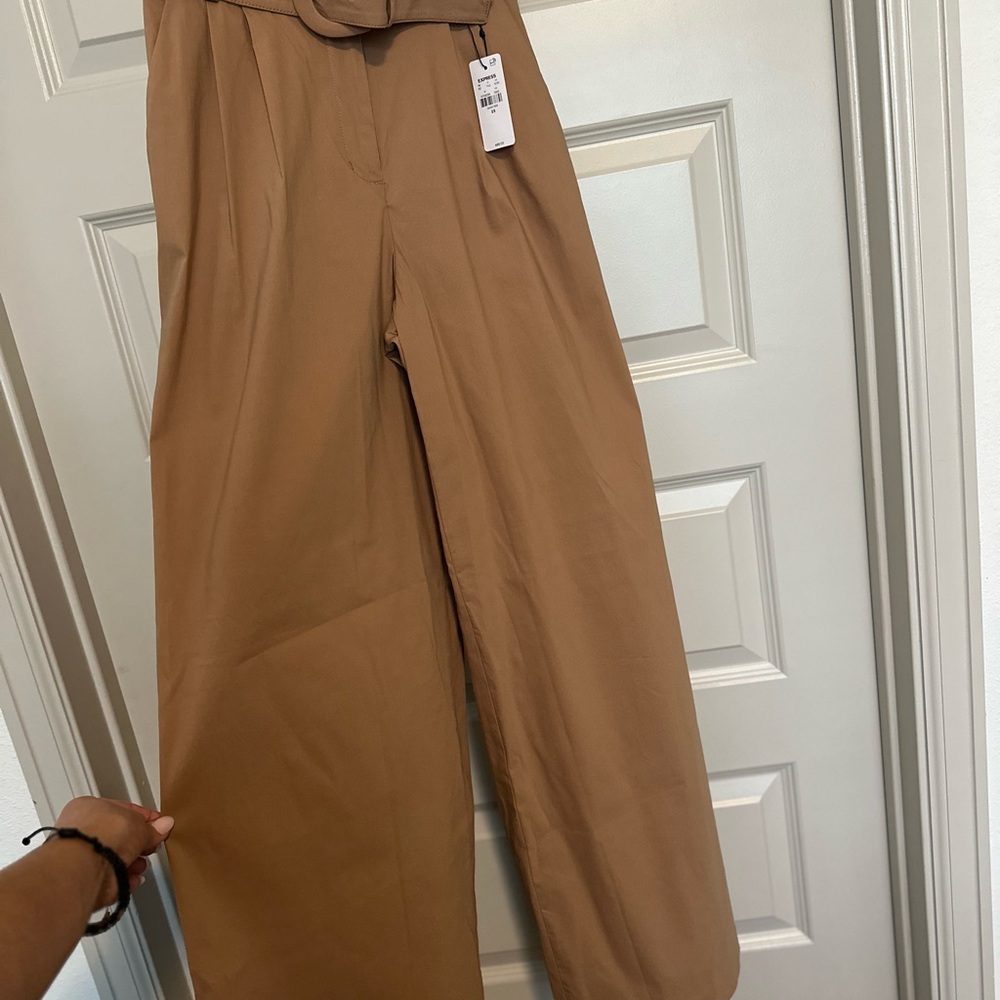 Express Tan Wide Leg Pants with High-Waist